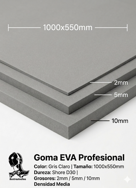 Goma EVA ILUSTRASTUDIOS – Media Densidad (Shore A D30)