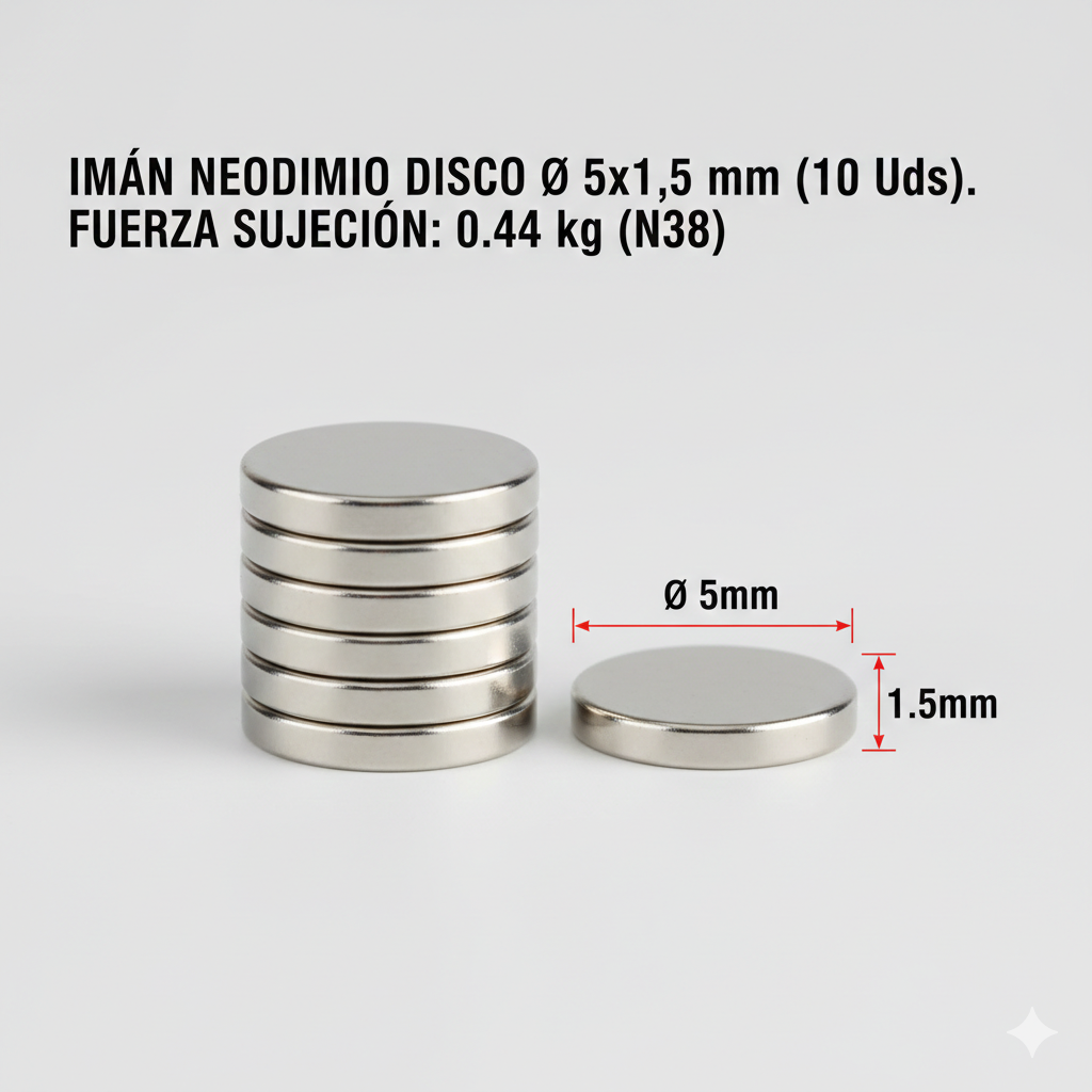 IMÁN NEODIMIO DISCO Ø 5x1,5 mm(6 Uds.)