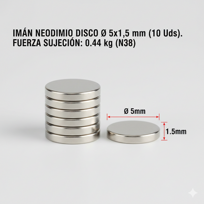 IMÁN NEODIMIO DISCO Ø 5x1,5 mm(6 Uds.)