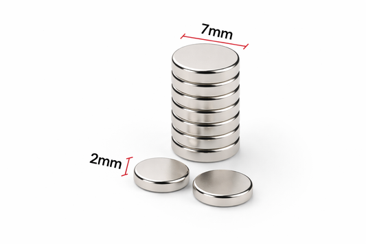 Pack 10 Imanes de Neodimio en Disco (Ø 7 x 2 mm)